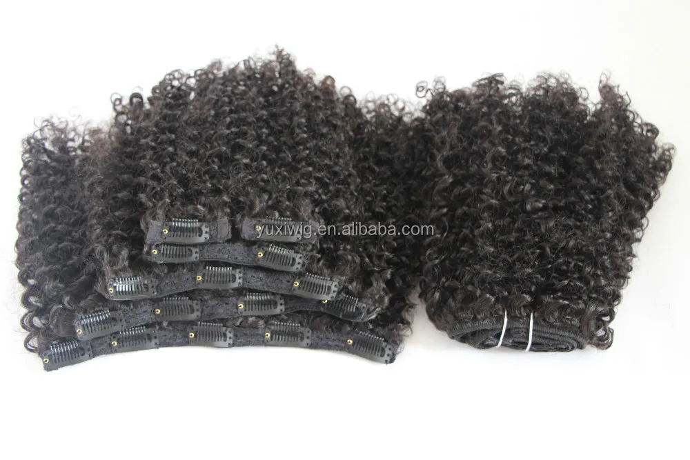 In stock 100% virgin human hair kinky curly clip ins, Best quality