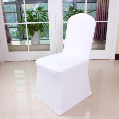 
White universal stretch polyester chair cover for wedding  (60801510412)