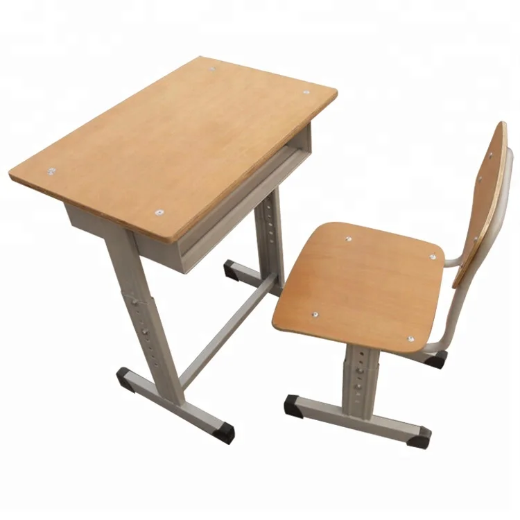 School Student Desk and Chair Fixed Child Bed Room Furniture Set Environmental Wooden Study Table Chair Designs