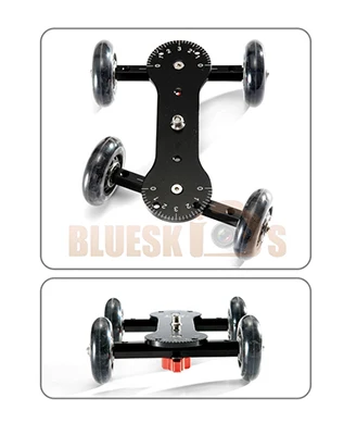 Scaled Camera Table Dolly Slider with Rotatable Rubber Wheels for DSLRs Video Camcorders