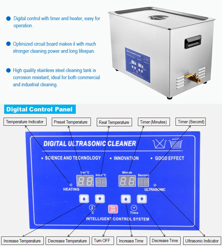 
30L Table Top Stainless Steel Ultrasonic Cleaner for Spare Parts 