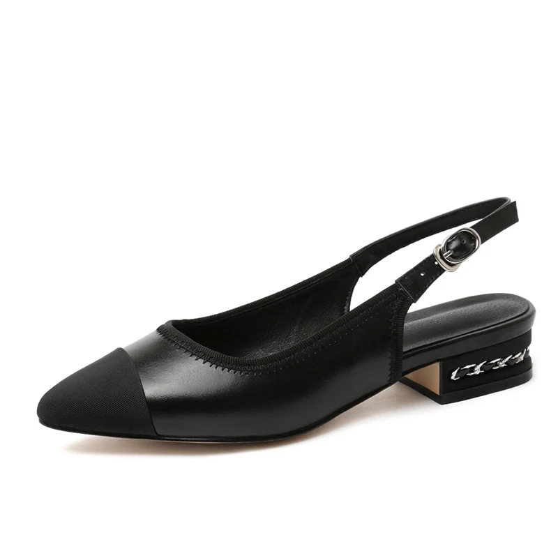 WETKISS Wholesale 2019 Spring Plus Size 43 Genuine Leather Pumps Shoes Low Chunky Heels Pumps Shoes Slingbacks Pumps for Women