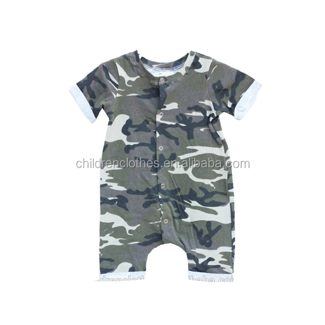 Rare 100% cotton baby clothes customised toddler wear organic boy military camouflage rompers