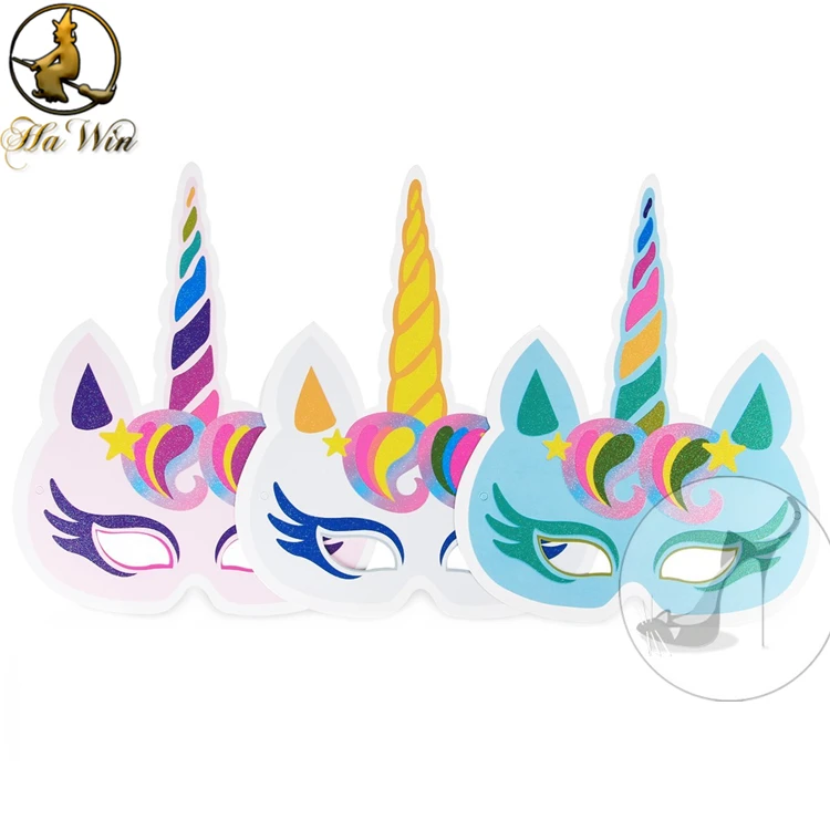 
Factory wholesale cheap paper unicorn kids masks 