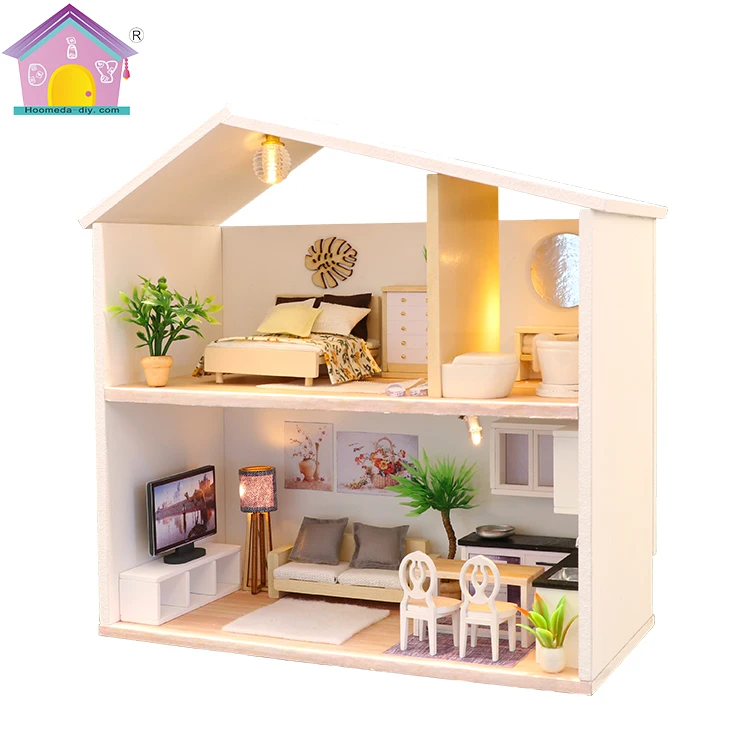 Kids craft doll house miniature dollhouse wooden girl