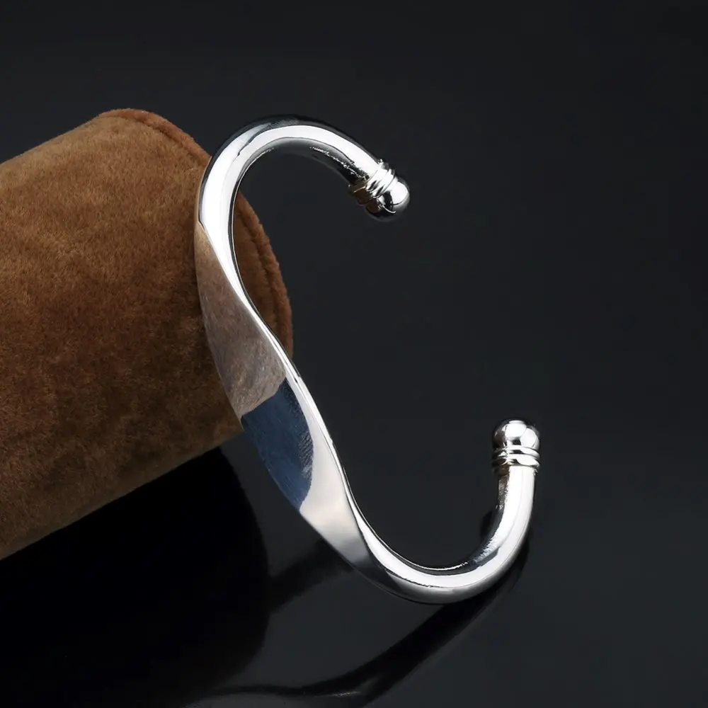 Fahion jewelry factory simple 925 sterling silver plated flat alloy bangle for women teens baby