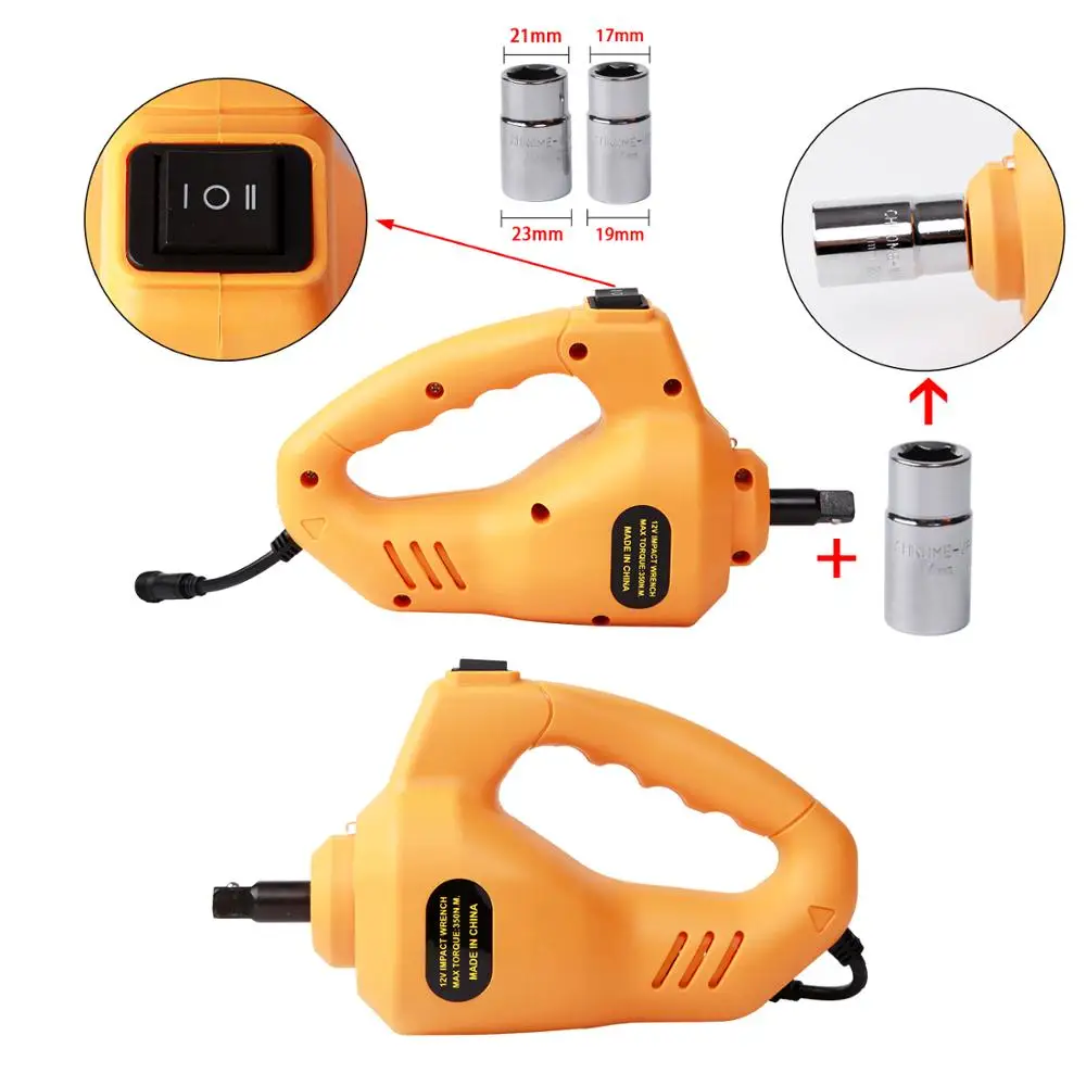 High Lift CE ISO Manufacturer Portable Mini 3T Electric Scissor Floor Car Jack and DC12V Impact Wrench for Emergency Repair
