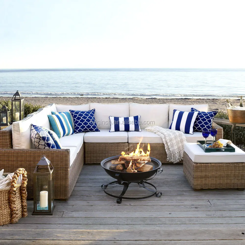 Ocean Style Sofa Set Garden Outdoor Furniture PE Rattan Hand-Woven Liquidation Sofa Chair Set