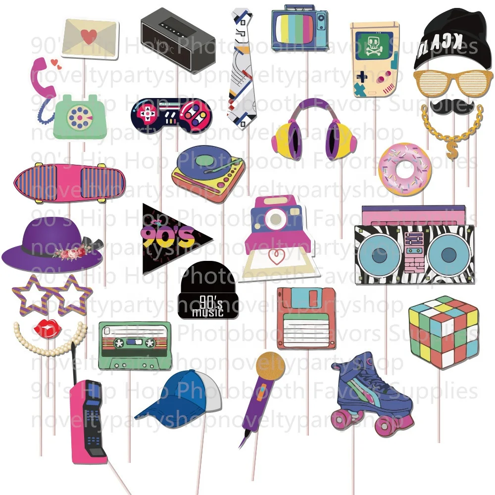 1990 Праздничная тема; Реквизит для фотокамер; С капюшоном с изображением палочки и позу знак под воздействием внешних доставить ваш заказ в 90-х в стиле «хип-хоп» Фотокабины выступает поставок