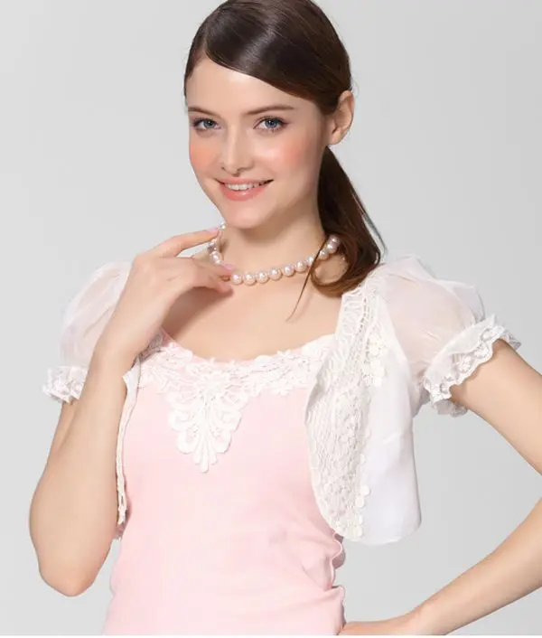 Ladies Short Sleeve Crochet Bolero Jacket