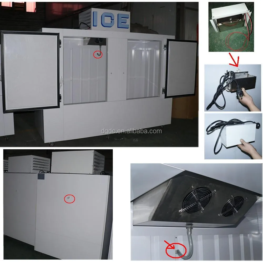 Gas Station Indoor Display Bagged Ice Storage Freezer With 2 Glass Door or Solid Doors