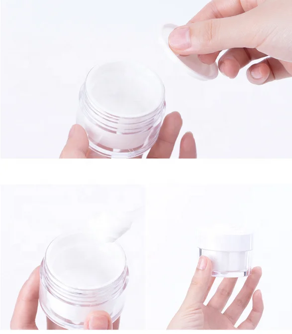 Stock 15ml Clear Plastic PS Double Wall Facial Cream Jar with Rose Screw Cap