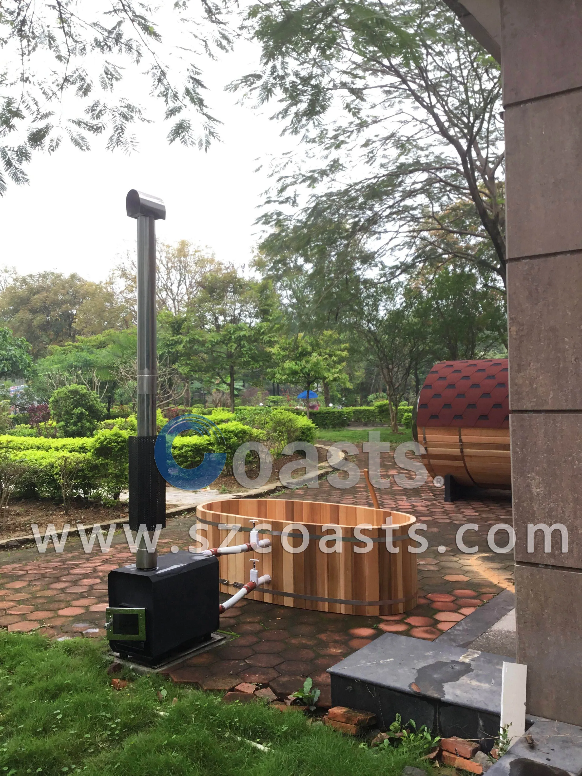 Factory direct sale red cedar wood outdoor hot tub for bath