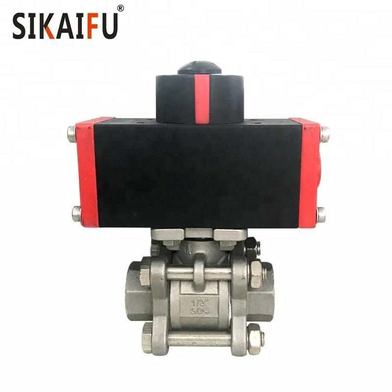 DN15 Stainless Steel 304 Pneumatic Actuator 3pc Ball Valve