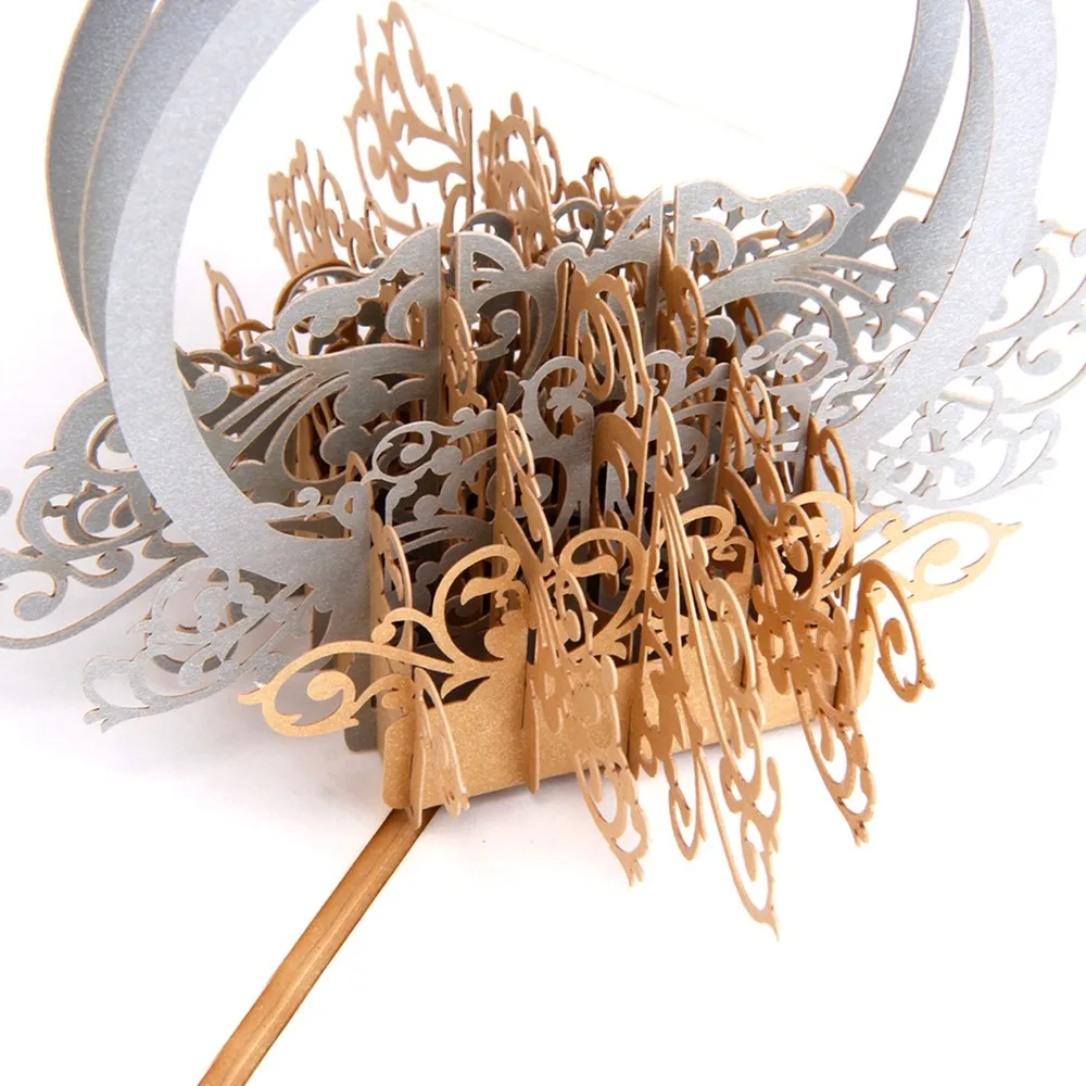 
Customise 3D Pop Up Flower Basket Ring Wedding Invitations Romantic Greeting Cards For Wedding Party 