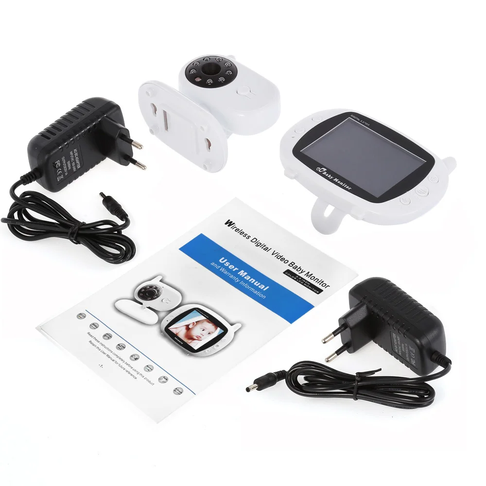 3.5 inch Screen Monitor Video Wireless Baby Monitor Security Camera 2 Way Talk Nigh Vision IR LED Temperature Monitoring