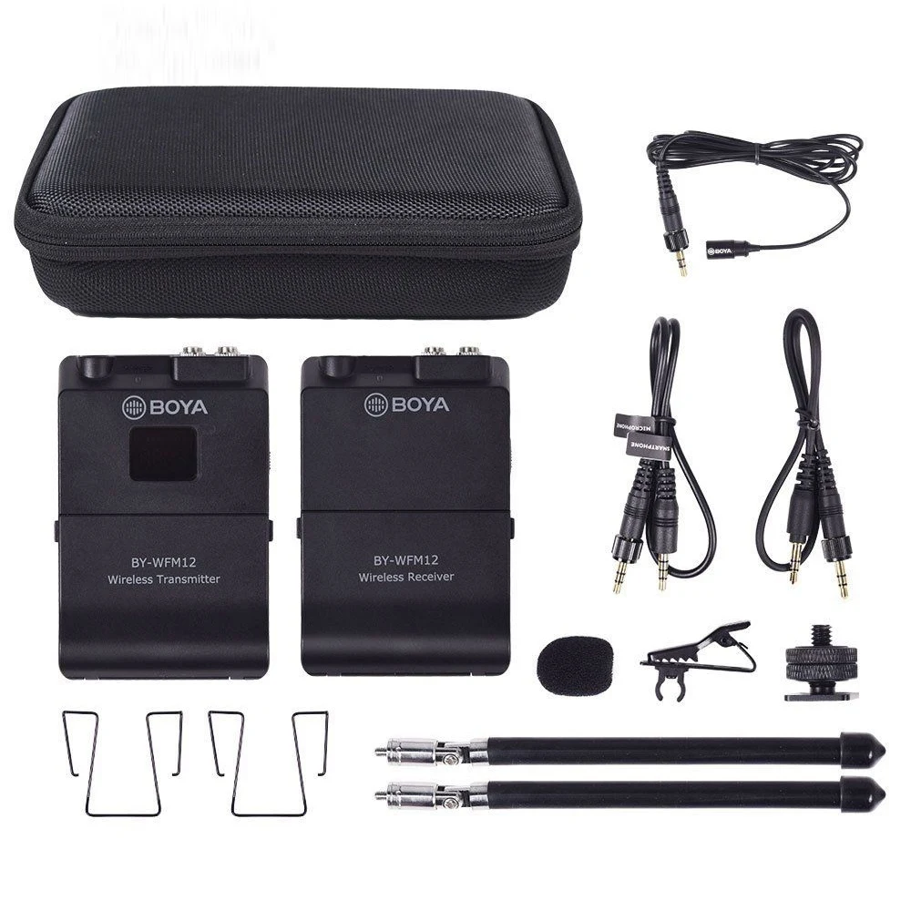 
BY-WFM12 Camcorders mini audio microphone VHF Wireless Microphone System Audio recorders for DSLR Cameras & Smartphones 