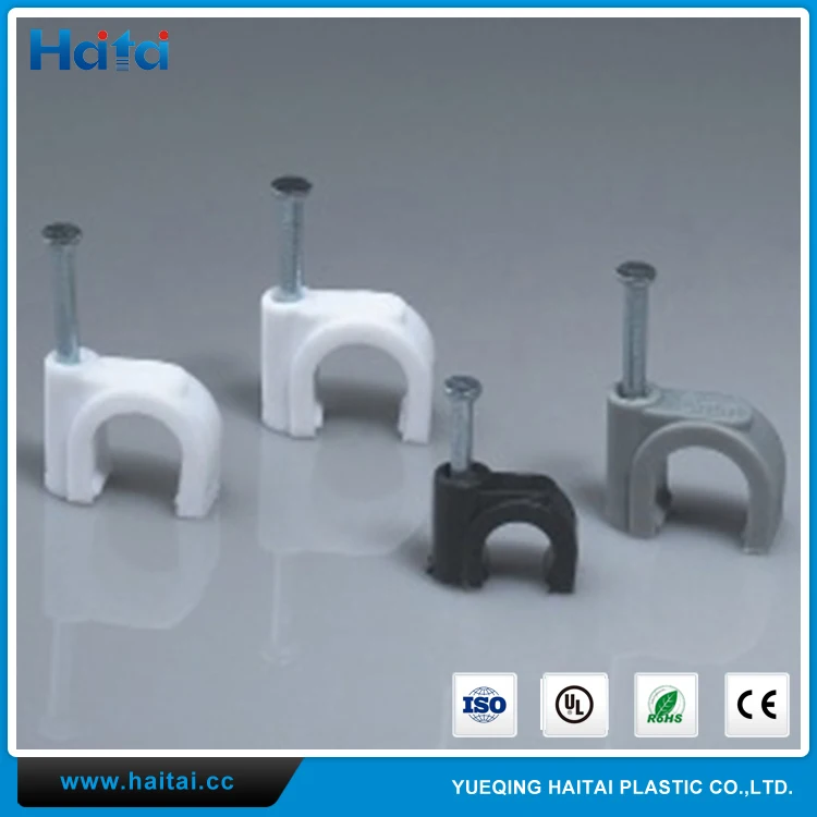 Haitai Бесплатный Образец Высокого Качества, Различных Размеров Круг Пластиковые Настенные/Телефон/Электрический Провод, Кабельные Зажимы