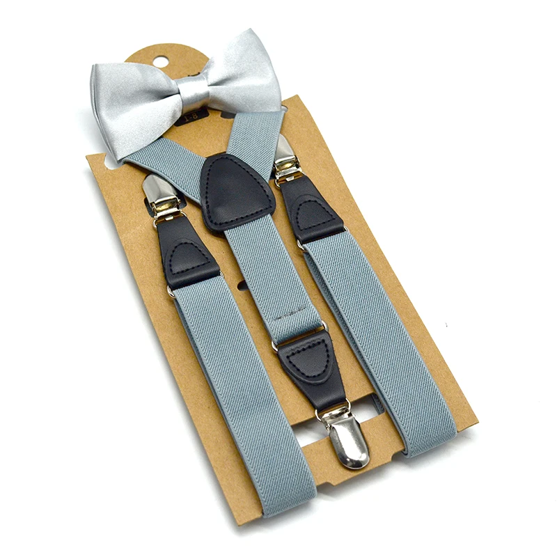 Новый подтяжки галстук бабочка набор мальчики девочки дети размер 80-130 высота Y Форма Мягкий ленты из полиэстера сплошной узор дизайн простой