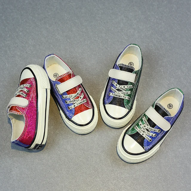
YY10005S Spring and autumn kids latest canvas shoes shining casual shoes wholesale 