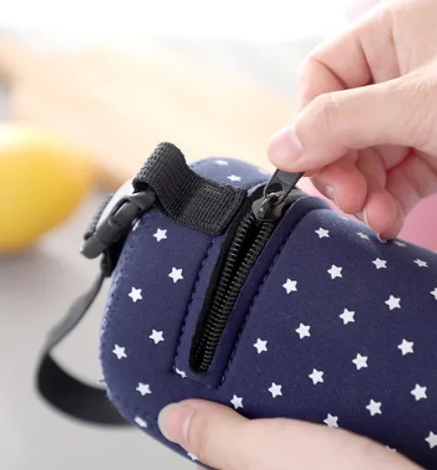 Custom insulated neoprene sublimation blank thermal round lunch tote bag /bottle carry cooler holder cover with strap and zipper