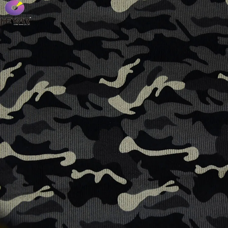98% cotton 2% spandex camo print  uniform fabric 14 wale corduroy