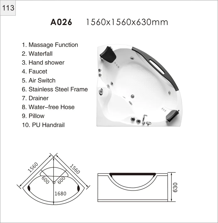 Indoor bathtub Function Massage Plastic Adult Bath Tub