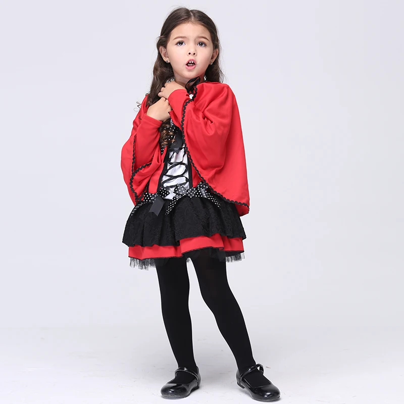Red Little Girl Cosplay Costumes Hooded Cloak font b Dress b font Halloween Stage Performance Costumes