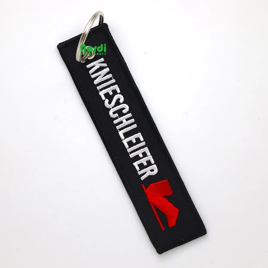 Wholesale Cheap Custom Embroidery Key Tag Personalized Fabric Flight Airplane Woven Fabric Keychains