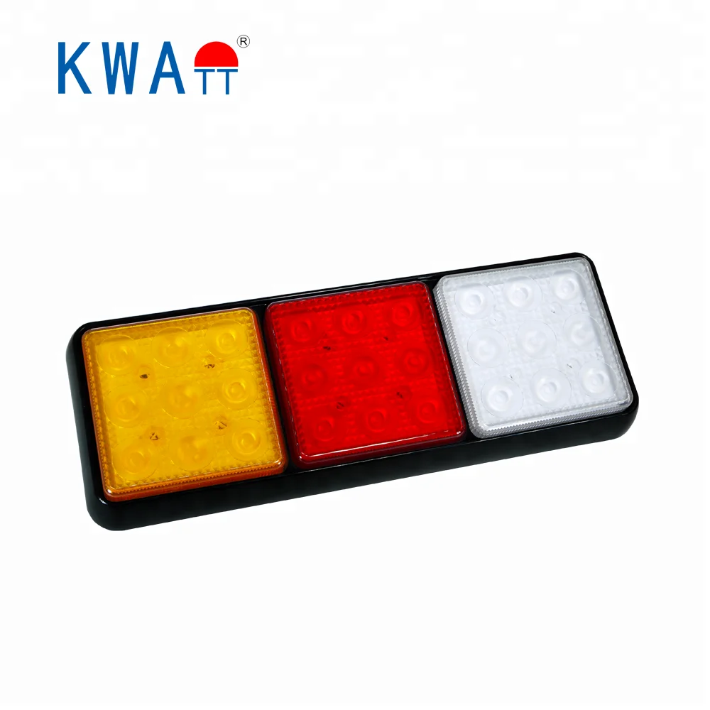 
Factory High Quality 12V-24V Rectangle Vehicle 27pcs LED Stop Turn Rear Tail Lights For Truck Trailer Marine With E-Mark 
