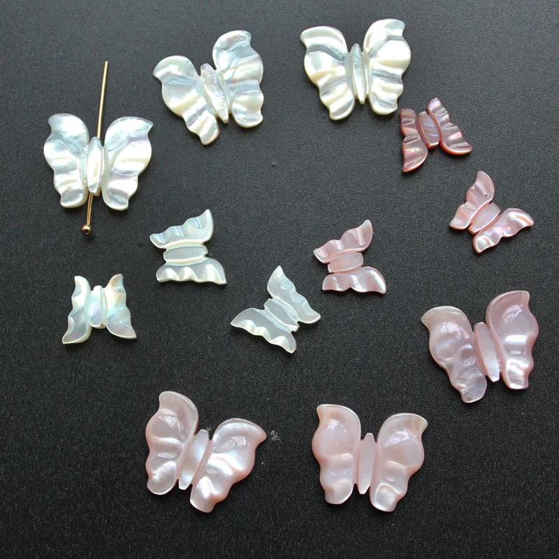 
Nature butterfly flower shape carved pink mother of pearls shell slice stone beads 