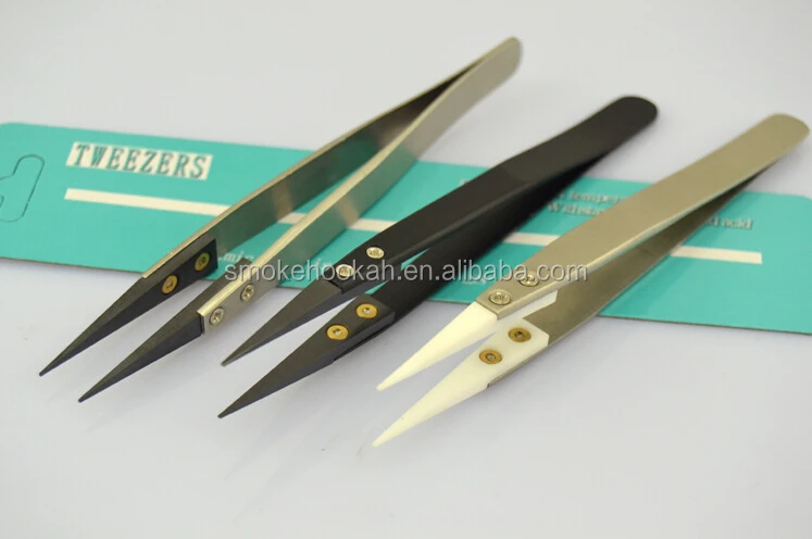 2015 wholesale Coil Building Tool Ceramic Tweezer with Repairable tips ceramic tweezers black blunt tips available