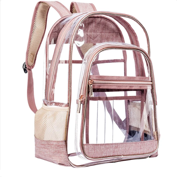 Wholesale custom korea fashion jelly pvc transparent plastic backpack