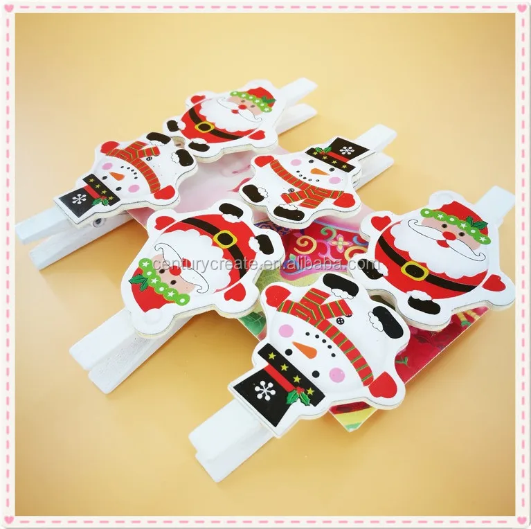 Christmas promotion wooden gifts Wood Photo clip Paper clips Santa Claus clothespins supplier