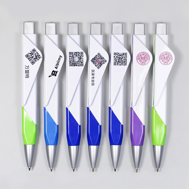 Best square logo pen customized pens with QR code fancy ball pen