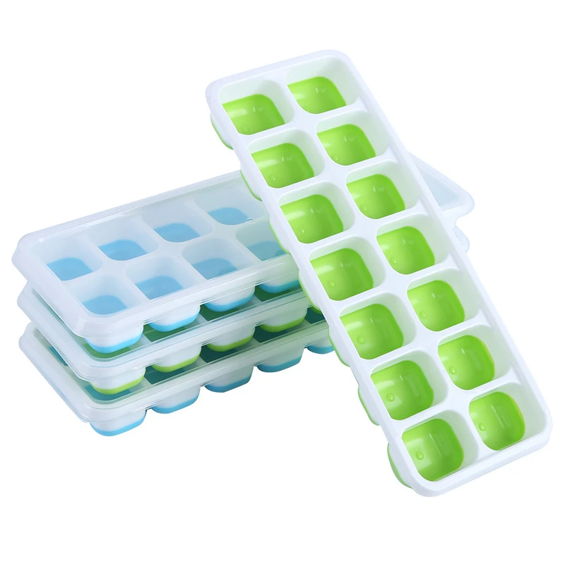 Amazon Top Selling LFGB Certified Silicone PP 14 Ice Cube Trays with Removable Lid