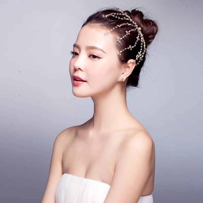 New Korean dish made hair fork bride wedding accessories pearl branch hairpin u-head hair beads wholesale