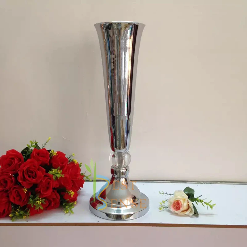 
55cm Silver trumpet wedding centerpiece vase 