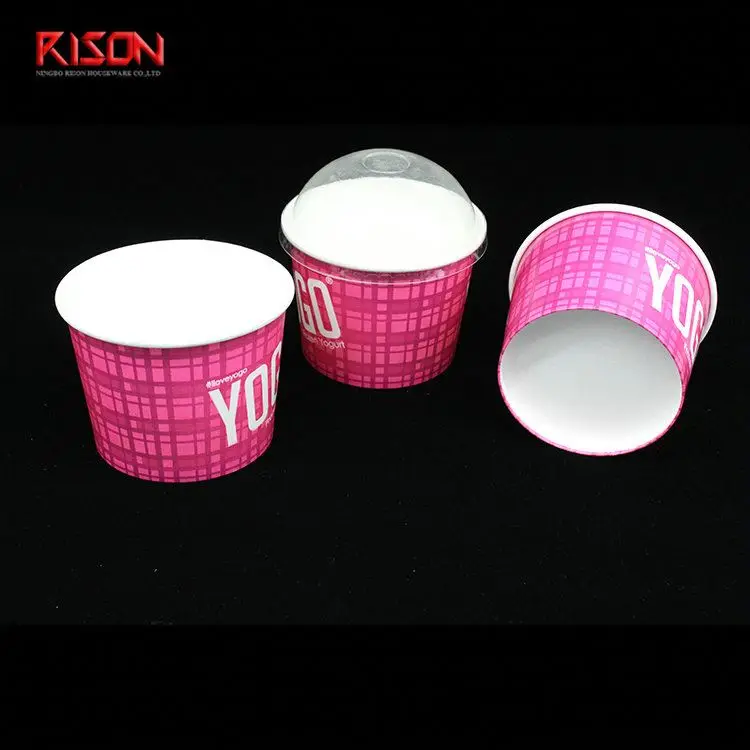 
Eco Friendly Disposable Take Away Food Bowl Biodegradable Paper Yogurt Tub Ice Cream Cup with Lid 