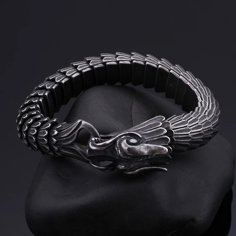 
2019 New Arrivals Wholesale 316L Stainless Steel Chain Link Dragon Wristband Bracelets 
