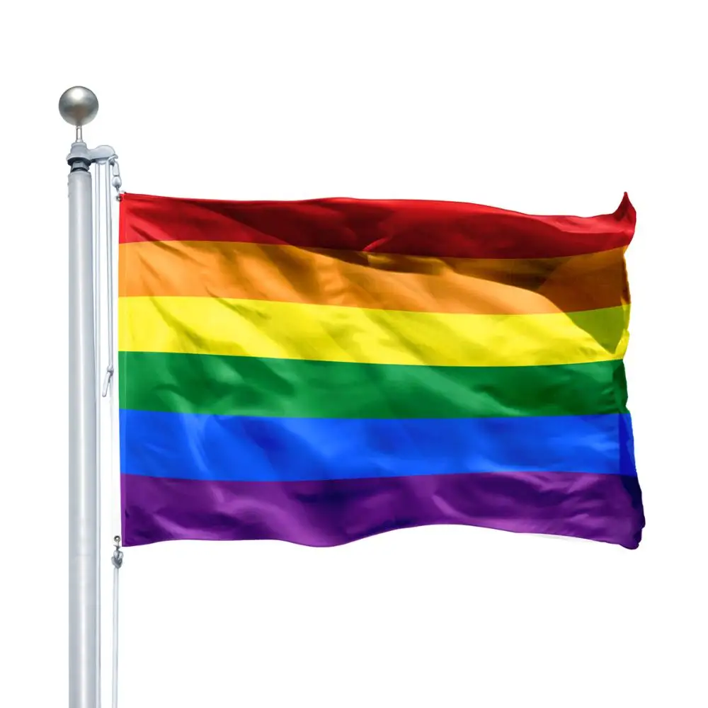 FREE SHIPPING Wholesales Polyester 3x5ft Gay Pride LGBT Rainbow Flag