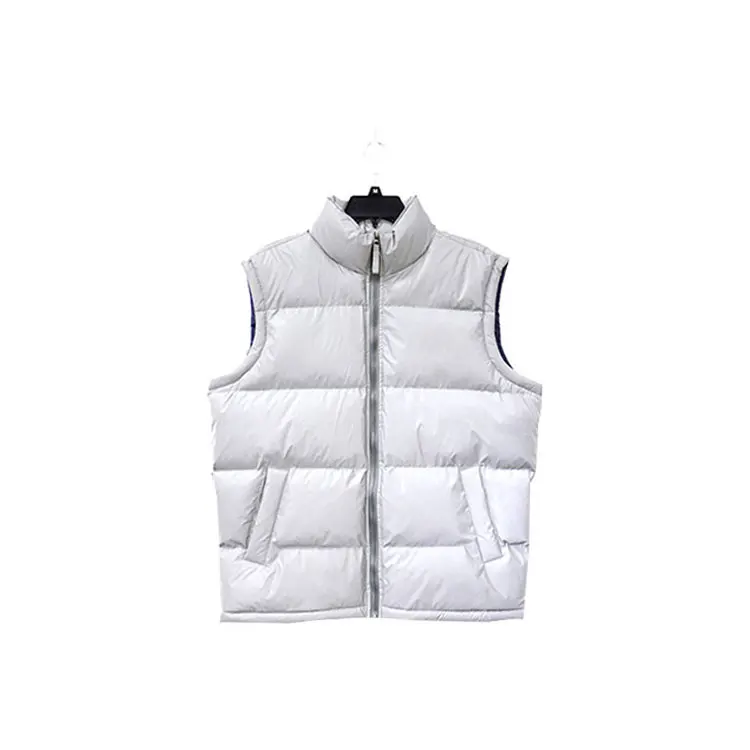 New-style Fashion winter wholesale silver metallic fabric mens padding vest