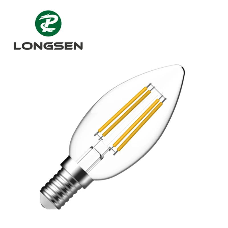 LED candle bulb with filament chip E14