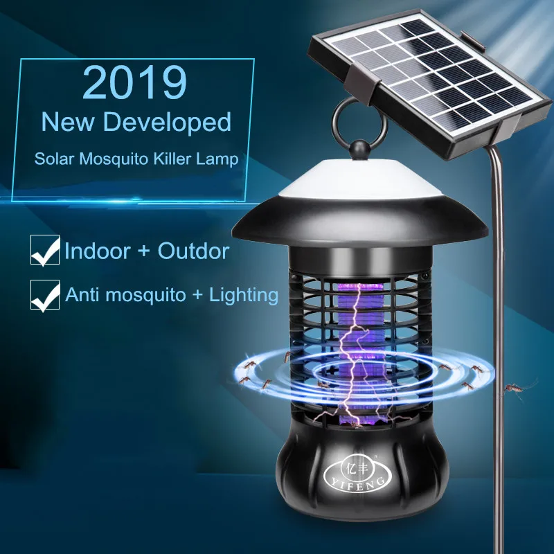 
2019 New Developed Outdoor Mosquito killer lamp Garden Bug Zapper New Solar Products 