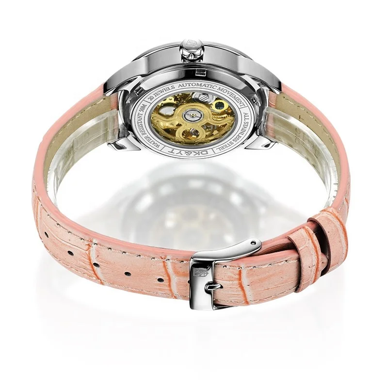 Original brand DKYT colouring stainless steel skeleton automatic women mechanical watch