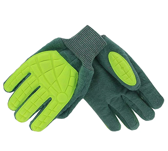 Oil And gas Industrial Cotton Fleece Brushed Armour Impact Resistant back Green King Safety Worker Gloves with Knit Wrist