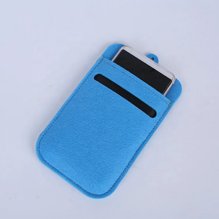 Manufacturer New Design Eco-friendly Cheap Felt Mobile Phone Pouch with Leather Card Pocket