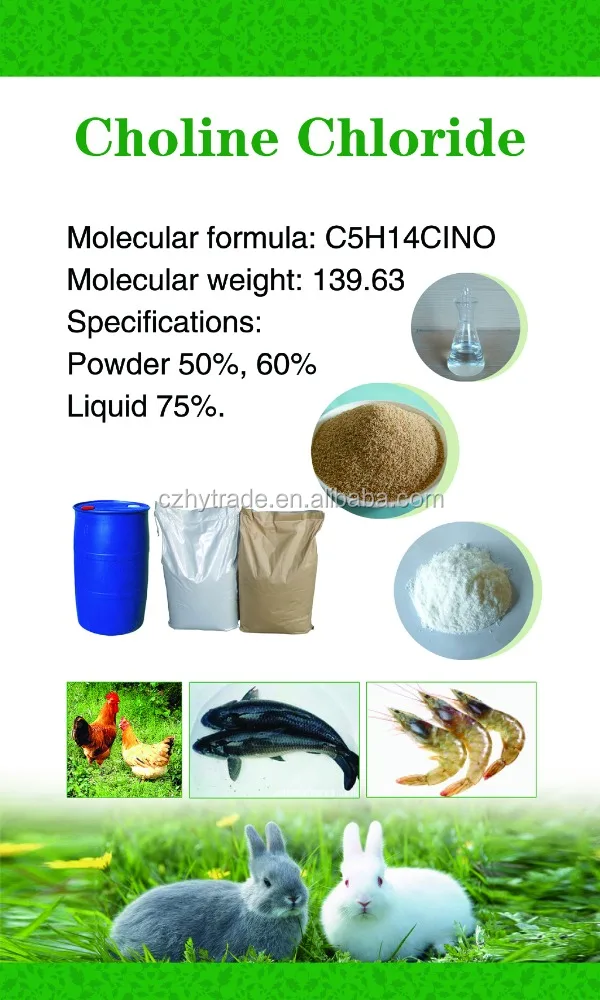 Poultry feed premixes choline chloride vitamin B4