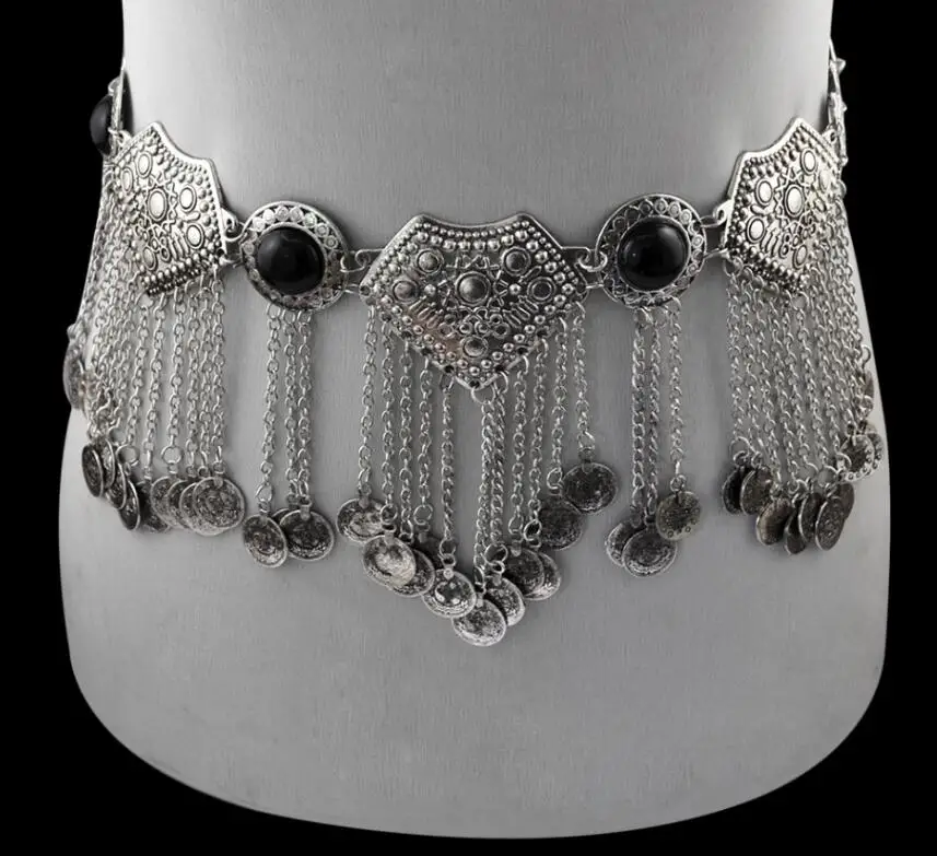 Turkish Gypsy Silver Belly Chains Boho Ethnic Jewelry Sexy Bikini Waist Dance Coin Dress Belt Belly Piercing Tribal Jewelry