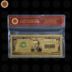Wr Quality Gold Banknote Colorful American 100 Thousand Dollar Money Bill with Sleeve for Worth Collection